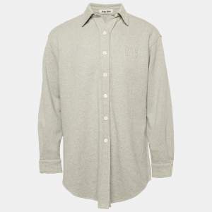 Miu Miu Grey Logo Embroidery Cotton Knit Oversized Shirt S