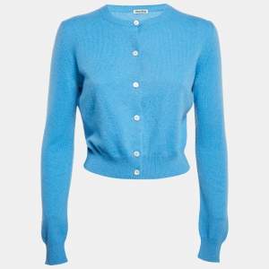 Miu Miu Blue Cashmere Knit Cardigan S
