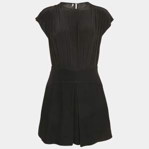 Miu Miu Black Crepe and Wool Gathered Mini Dress M