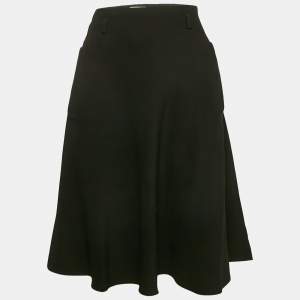 Miu Miu Black Crepe Flared Knee Length Skirt S