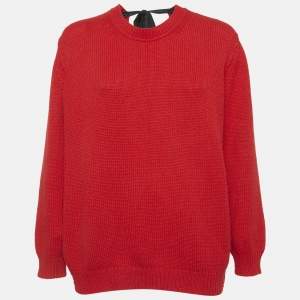Miu Miu Red Cashmere Rib Knit Sweater M