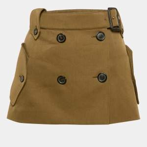 Miu Miu Green Wool Button Detail Mini Skirt S