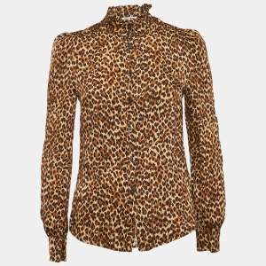 Miu Miu Brown Leopard Print Jersey Shirt S