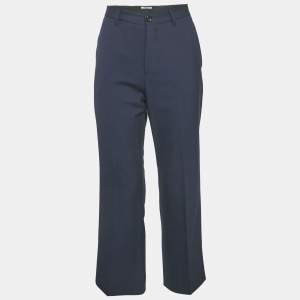 Miu Miu Navy Blue Wool Tailored Trousers M