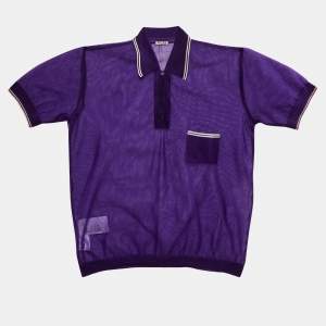 Miu Miu Purple Mesh Sheer Polo T-Shirt L 