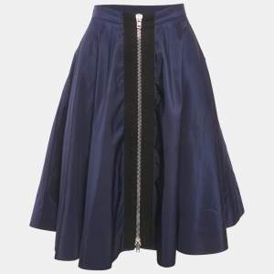Miu Miu Navy Blue Flared Knee-Length Skirt M