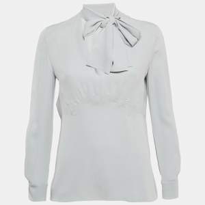 Miu Miu Grey Silk Neck Tie Detil Top S