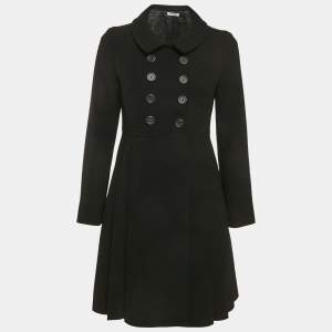 Miu Miu Black Wool Double Breasted Coat S