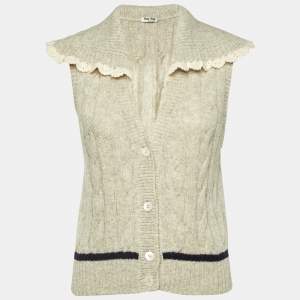Miu Miu Ecru Cable Knit Sleeveless Top S
