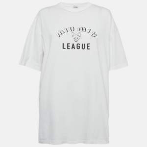 Pre Owned Miu Miu White Printed Tie Dye Cotton Oversize T-Shirt S