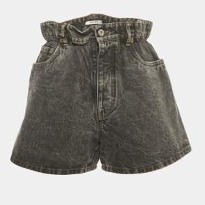 Pre Owned Miu Miu Black Washed Denim Elasticized Waist Shorts S