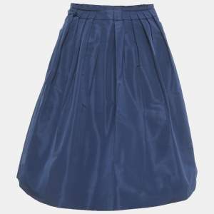 Pre Owned Miu Miu Blue Synthetic Pleated Mini Skirt M