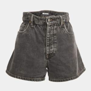 Pre Owned Miu Miu Grey Denim Elasticated Short S