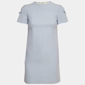 Pre Owned Miu Miu Blue Crepe Cut-Out Sleeve Mini Dress XS