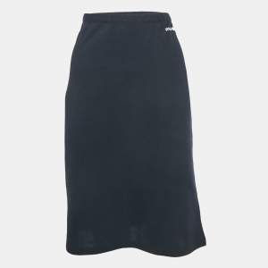 Pre Owned Miu Miu Navy Blue Logo Embroidered Cotton Knit Short Skirt XL