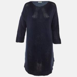 Pre Owned Miu Miu Navy Blue Cashmere & Silk Sweater Dress M 