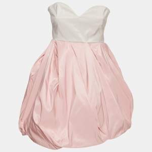 مملوكة مسبقًا Miu Miu Pink & Grey Taffeta Strapless Mini Dress M