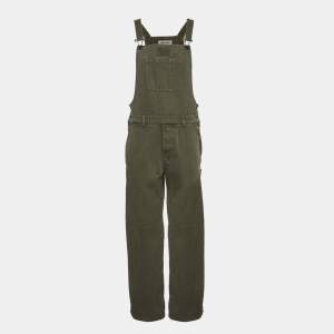 مملوكة مسبقًا Miu Miu Green Denim Applique -Logo Detail Jumpsuit XS