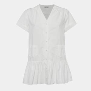 Pre Owned Miu Miu white Cotton Tiered Mini Dress M