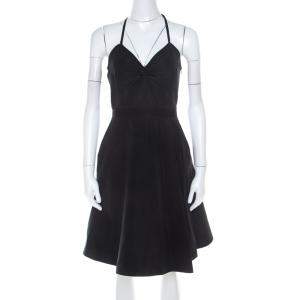 Miu Miu Black Textured Classic Cinched Waist Dress S