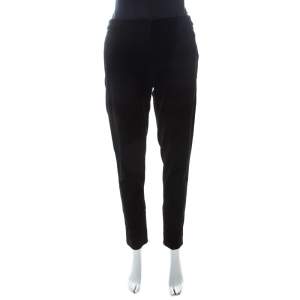 Miu Miu Black Velvet Stretch Ankle Zip Detail Trousers L