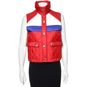 Miu Miu Red Nylon Quilted Sleeveless Puffer Jacket M