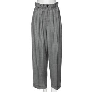 Miu Miu Prince of Wales Check Wool Paperbag Waist Detailed Pants M