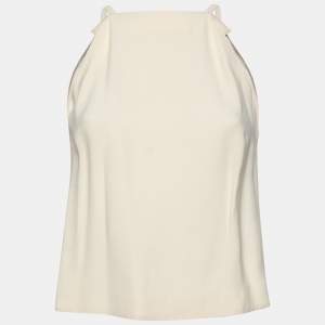 Miu Miu Cream Crepe Sleeveless Top S