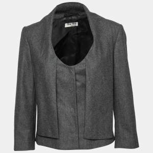 Miu Miu Dark Grey Wool Neck Tie Blazer M 