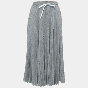 Miu Miu Grey Check Patterned Crepe Pleated Maxi Skirt S