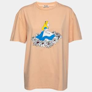 Miu Miu Orange Alice in Wonderland Print Oversized T-Shirt M