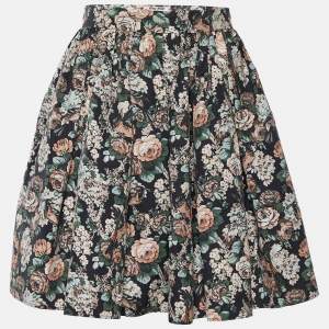 Miu Miu Black Floral Printed Cotton Mini Skirt M