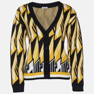 Miu Miu Multicolor Patterned Wool Button Front Cardigan S