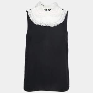 Miu Miu Monochrome Crepe Sleeveless Top XS