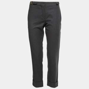 Miu Miu Grey Wool Buckle Detail Trousers S