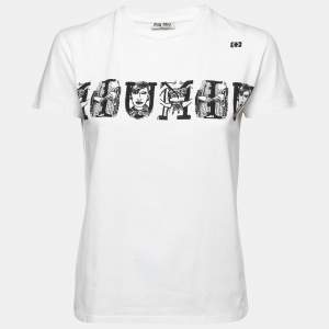 Miu Miu White Cotton Graphic Print T-Shirt M