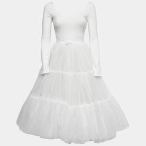 Miu Miu White Tulle Ballerina Midi Dress S