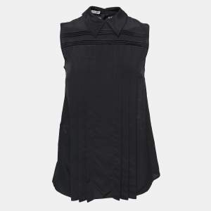 Miu Miu Black Silk & Lace Sleeveless Blouse S