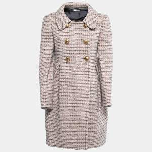 Miu Miu Multicolor Tweed Double Breasted Full Sleeve Flared Short Dress M