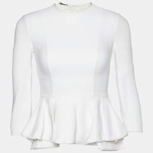 Miu Miu White Crepe Ruffled Hem Top XS