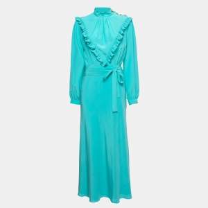 Miu Miu Turquoise Blue Silk Crepe de Chine Long Dress M