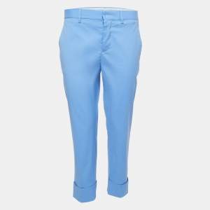 Miu Miu Blue Stretch Cotton Trousers S