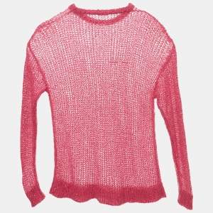 Miu Miu Pink Sequin Embellished Open Knit Sweater M