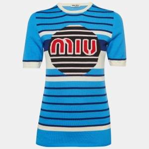 Miu Miu Blue Striped Wool Knit Top S