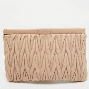 Miu Miu Blush Pink Matelassé Leather Frame Clutch