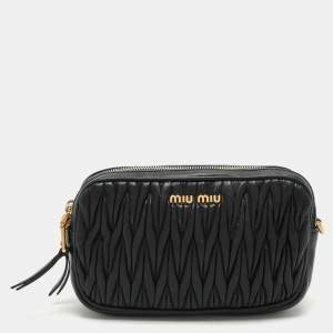 Miu Miu Black Matelasse Leather Camera Crossbody Bag