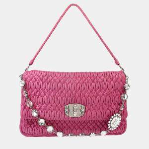 Miu Miu Pink Nappa Crystal Handbag