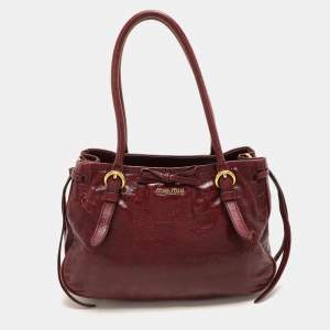 Miu Miu Burgundy Leather Bow Shoulder Bag
