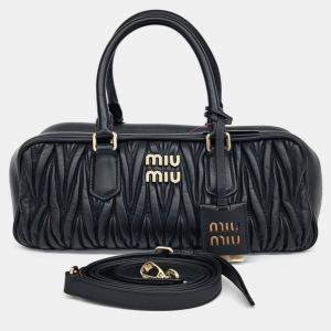 Miu Miu Black Leather Matrasse Arkady Tote Bag