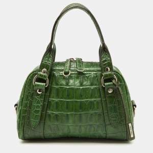 Miu Miu Green Alligator Zip Satchel